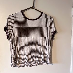 L Maroon Striped Women’s Crop Tee